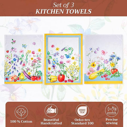 Maison d' Hermine Kitchen Towels Set of 3 100% Cotton 27.50" x 20" Reusable