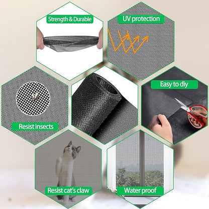 QWR Pet Proof Window Screen Replacement Kit, Patio and Windows.