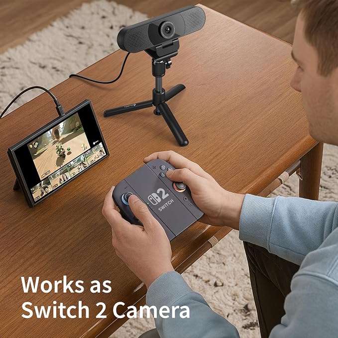 EMEET C960 Webcam with Tripod, 1080P Webcam with Microphone, Adjustable Height