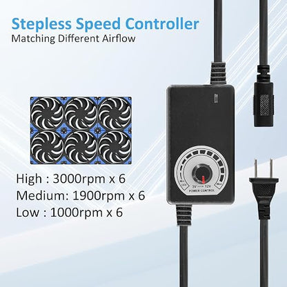 120mmx6 720mm Adjustable Computer PC Vent Fans 3V-12V Speed Controller
