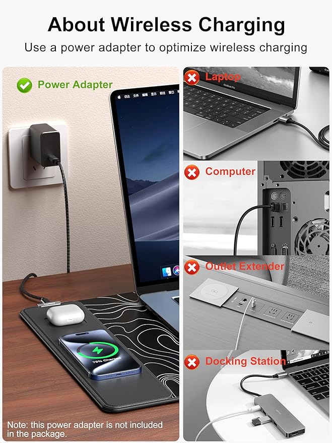 TopMade Mouse Pad with 15W Fast Wireless Charging, 31.5"x15.75" XXL Large