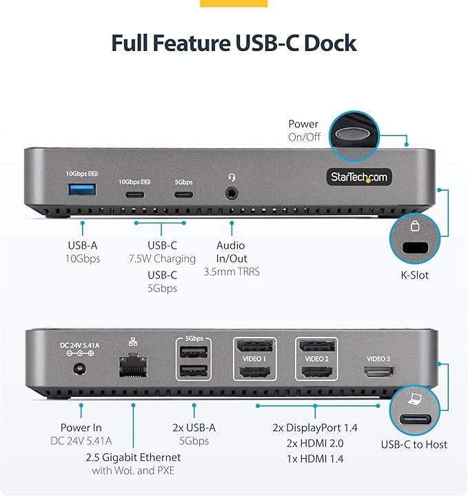 StarTech.com USB-C Triple Monitor Docking Station