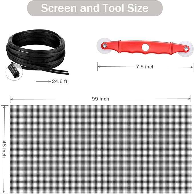 Window Screen Replacement Kit, DIY Adjustable Screen Door Mesh
