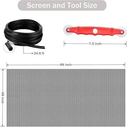 Window Screen Replacement Kit, DIY Adjustable Screen Door Mesh