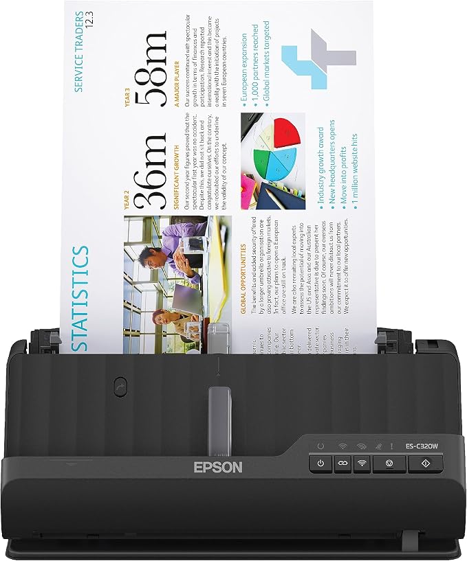 Epson - Workforce ES-C320W - Wireless Compact Desktop Document Scanner -