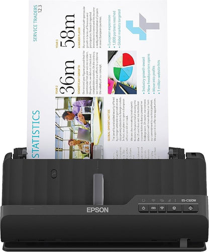 Epson - Workforce ES-C320W - Wireless Compact Desktop Document Scanner -