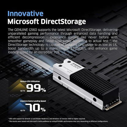KLEVV Genuine G560 2TB M.2 2280 NVMe PCIe Gen5x4 Internal SSD Heatsink Included