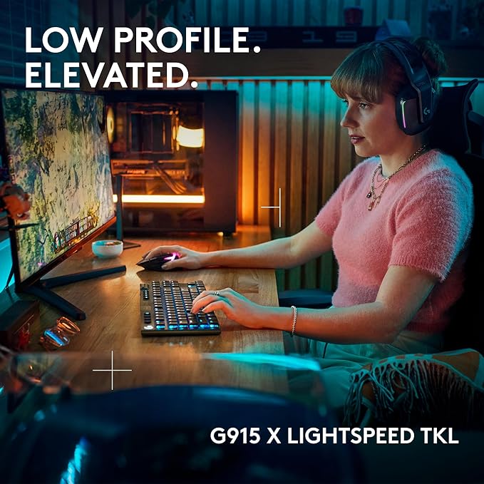 Logitech G915 X Lightspeed TKL Wireless Mechanical Gaming Keyboard, Double-Shot