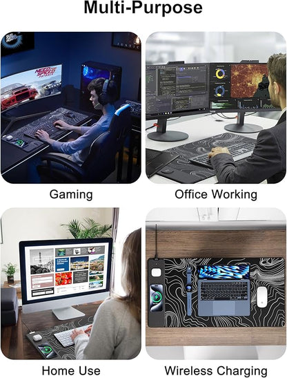 TopMade Mouse Pad with 15W Fast Wireless Charging, 31.5"x15.75" XXL Large