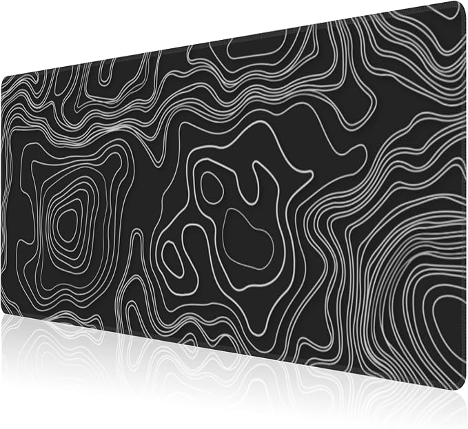 Mouse Pad, Large Mountain Topographic Terrain Map Desk Mat, Extended Non-Slip