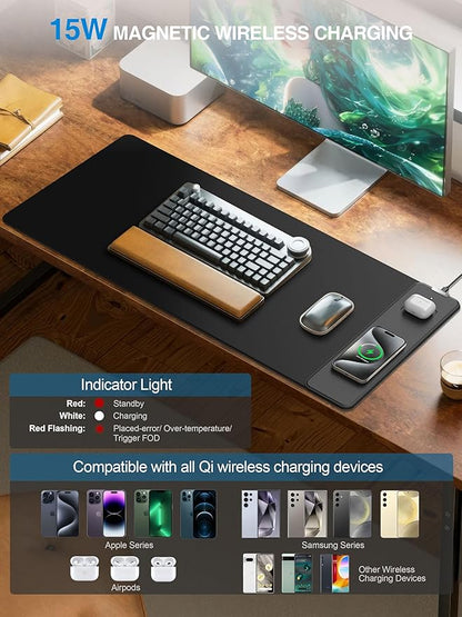 TopMade Mouse Pad with 15W Wireless Charging, Waterproof Gaming Mousepad with