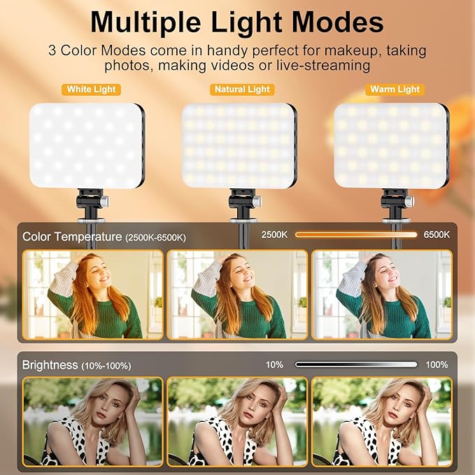 Overhead Phone Mount with 60 LED Portable Selfie Light and Phone Holder