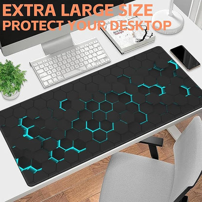 Mouse Pad Large Abstract Hexagonal Neon Non-Slip Game Desk Mat