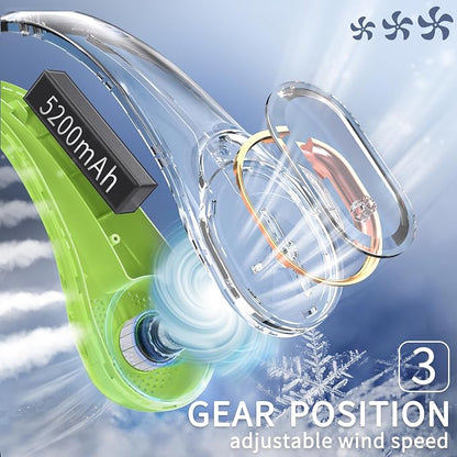 FrSara Bladeless Portable Neck Fan, 360° Surround Wind, Ultra-Quiet, USB
