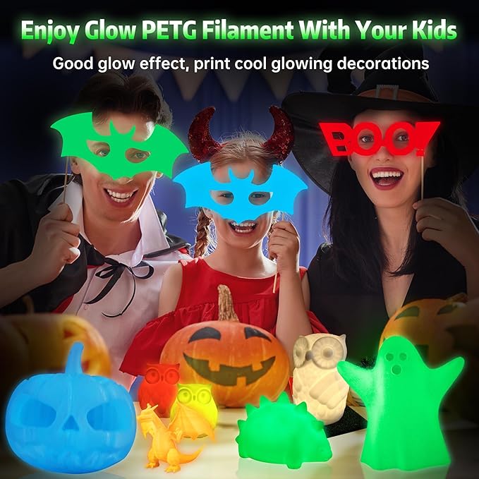 SUNLU PETG Glow in The Dark Filament Bundle, Luminous PETG 3D Printer Filament