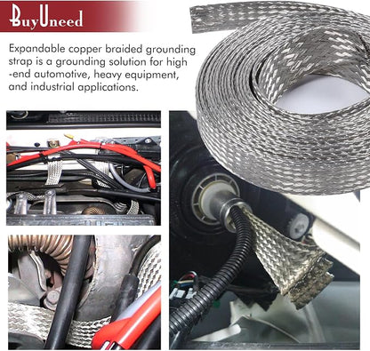 Tinned Copper Metal Braid Sleeving Wire Shielding Sleeve Braided Copper Ground