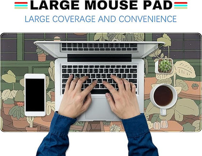Cute Desk Mat Kawaii Bear Mousepad Cute Anime Plant Desk Protector, Kawai
