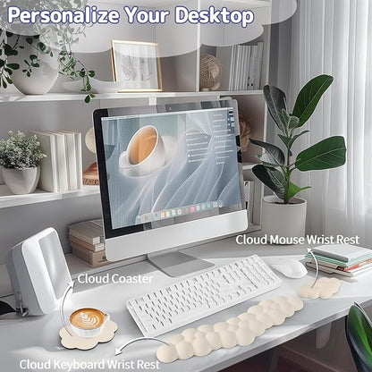 Cloud Wrist Rest for Keyboard and Mouse, Memory Foam PU Leather Keyboard Wrist