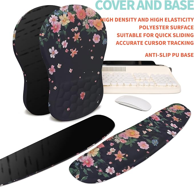 2-in-1 Ergonomic Set, Wave Rise Keyboard Wrist Rest and Massage Bulge Slope