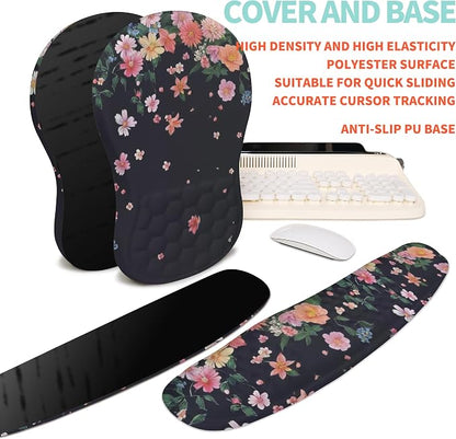 2-in-1 Ergonomic Set, Wave Rise Keyboard Wrist Rest and Massage Bulge Slope