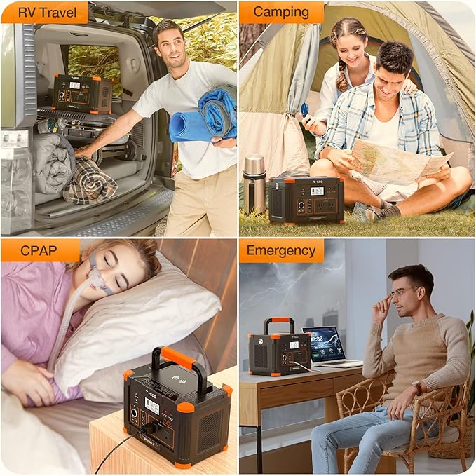 500W Portable Power Station, GRECELL Solar Generator 519Wh Lithium Battery