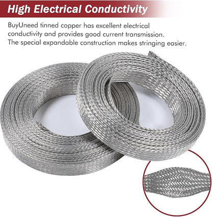 Tinned Copper Metal Braid Sleeving Wire Shielding Sleeve Braided Copper Ground