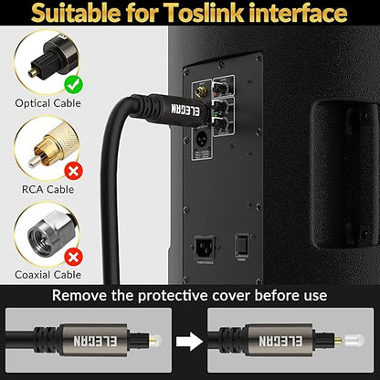 Elecan Optical Audio Cable 50 Ft Digital Audio Toslink Cable Cord-Fiber