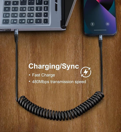 KIYODA USB Type C to Lightning Cable 3FT 2Pack, Coiled iPhone Charger Fast