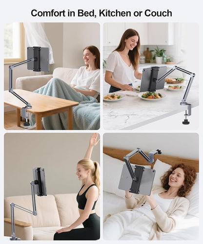Tablet Arm Mount with Super Grip, Adjustable Foldable Holder & Heavy Duty
