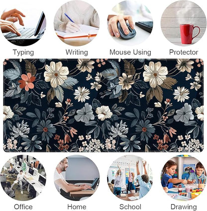Dark Flower Large Mouse Pad, Gaming Keyboard Desk Pad, Extended Mouse Mat