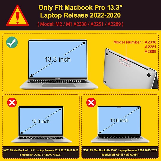 Case for MacBook Pro 13 inch with/Without Touch Bar, Hard Shell + Keyboard