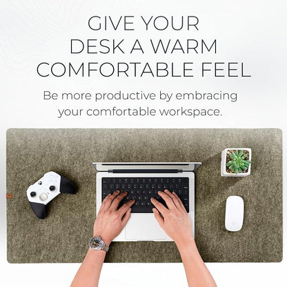 Nordik Large Felt Desk Mat – Timber Moss Green – 35 x 17 inch – Computer Desk