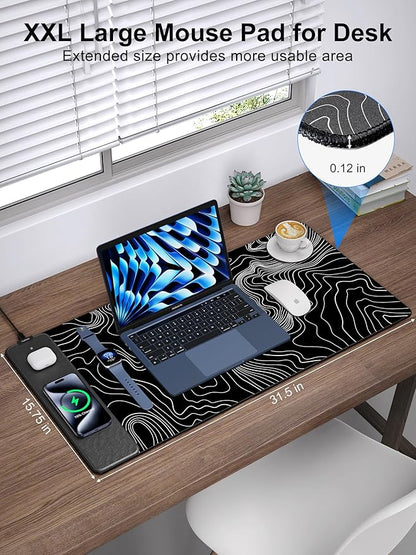 TopMade Mouse Pad with 15W Fast Wireless Charging, 31.5"x15.75" XXL Large