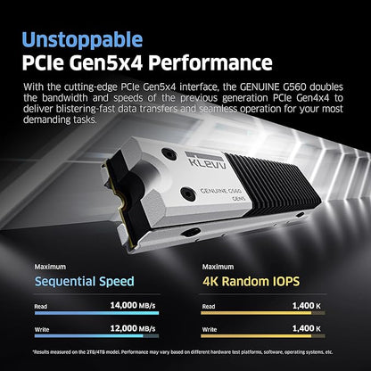 KLEVV Genuine G560 2TB M.2 2280 NVMe PCIe Gen5x4 Internal SSD Heatsink Included