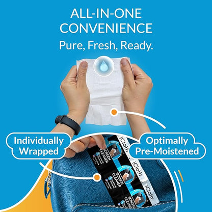 Screen Cleaner Wipes by iCloth – Individually Wrapped – Travel Size –