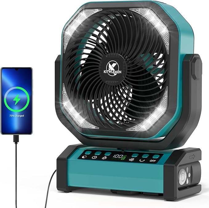 Camping Fan with Light - 20000mAh Rechargeable Battery Fan