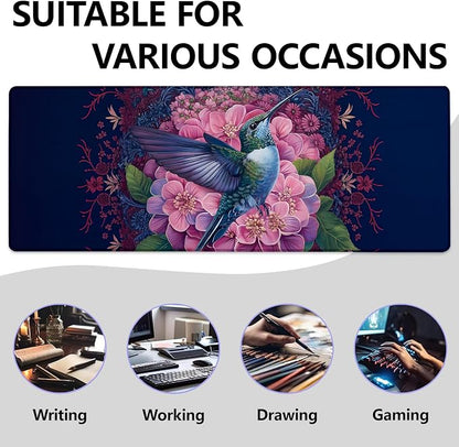 Floral and Hummingbird Large Mouse Pad, Gaming Mouse Pad, Keyboard Mat