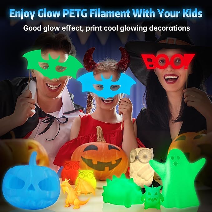 SUNLU PETG Glow in The Dark Filament, Luminous PETG 3D Printer Filament 1.75mm