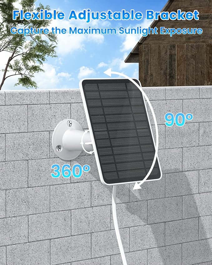 5W Solar Panel for Ring Camera, Solar Panel Charger Compatible