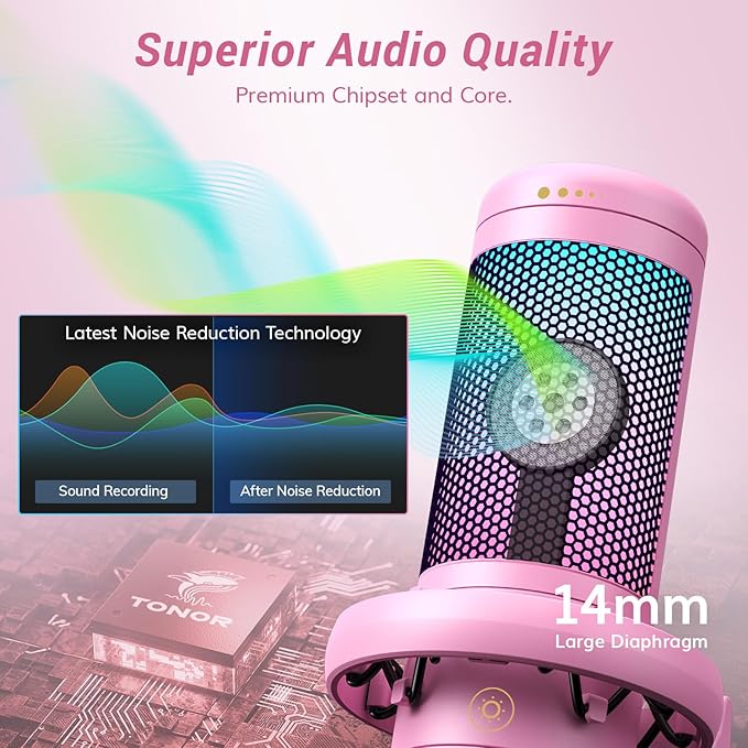 TONOR Gaming Microphone Arm Set, RGB Condenser Mic