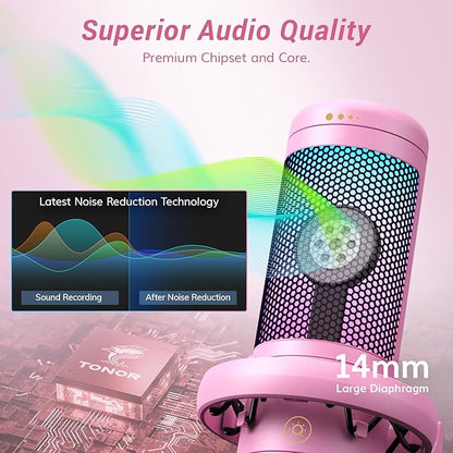 TONOR Gaming Microphone Arm Set, RGB Condenser Mic