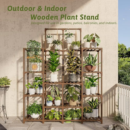 Plant Stand Indoor Outdoor 63" Tall Plant Shelf for Plants 12-Tier Large Plant Sheves for Living Room Heavy Duty Plant Rack Garden Balcony Patio Hanging Planter