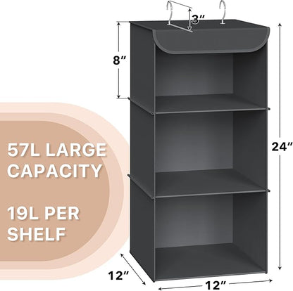 Simple Houseware 3-Shelf Hanging Closet Organizer, Fabric Storage Shelves