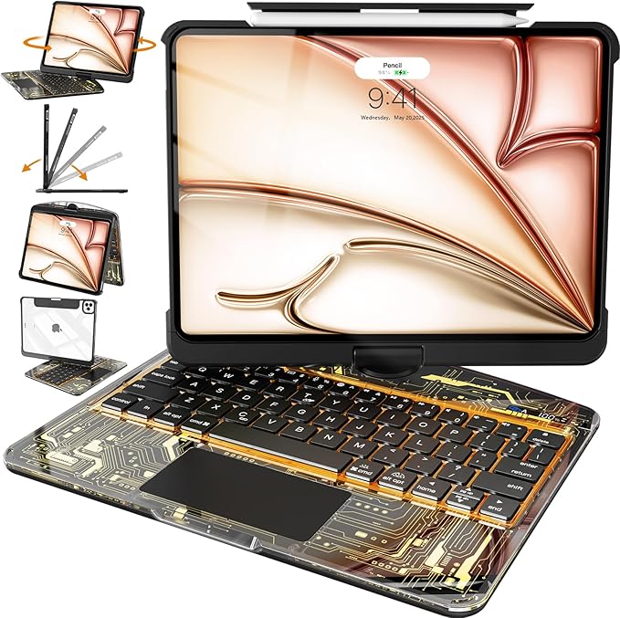 Intermerge Clear Keyboard Case for iPad Air 13" & Pro 12.9"