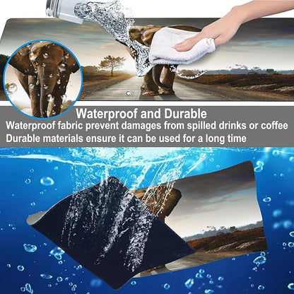 Mouse Pad, Large Walking Elephant Desk Mat, Extended Non-Slip Gaming Keyboard