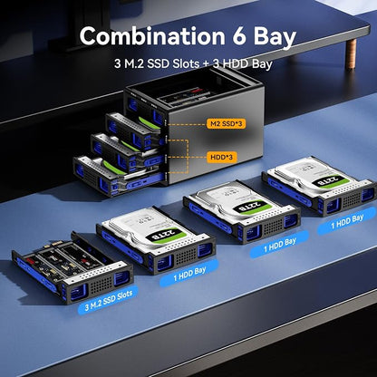 Hybrid 3*2.5/3.5" SATA HDD/SSD+3* M / B+M Key M.2 NVMe Enclosure