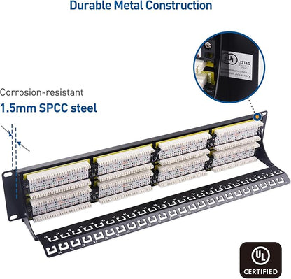 Cable Matters 48 Port Patch Panel Rackmount or Wall Mount 19-Inch