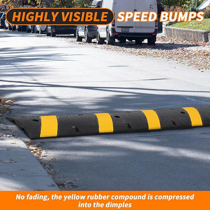 Heavy Duty Speed Bumps for Driveway, 2 Pack 6Ft Rubber Speed Bumps, 2 Channel