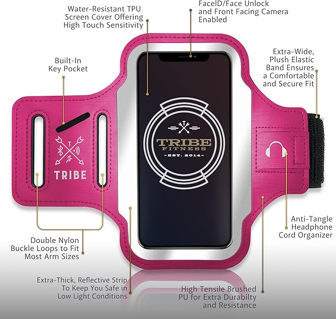 TRIBE Running Phone Holder Armband. iPhone & Galaxy Cell Phone Sports Arm Bands