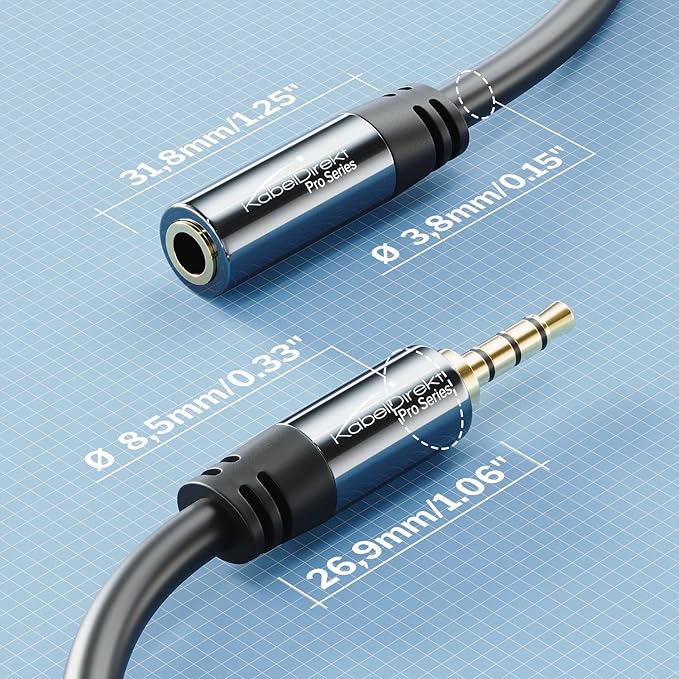 KabelDirekt – Headset Extension Cable – 6ft – Headphone Extension Cord